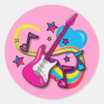 Pink Guitar with Love-Notes Sticker