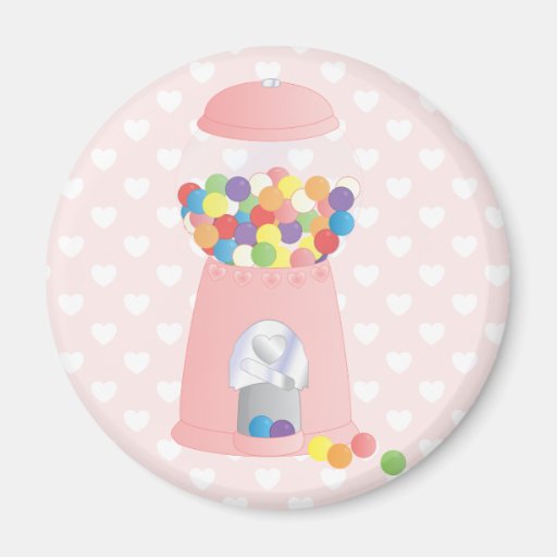 Pink Gumball Machine Refrigerator Magnets