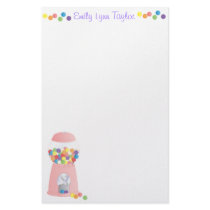 Pink Gumball Machine Personalized Stationery