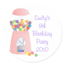 Pink Gumball Machine Round Sticker