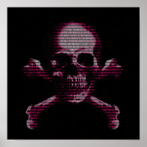 Pink Hacker Skull And Crossbones Posters