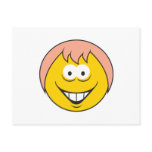 Pink Hair Girl Smiley Face Post Card
