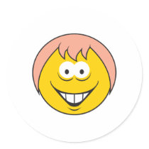 Pink Hair Girl Smiley Face stickers