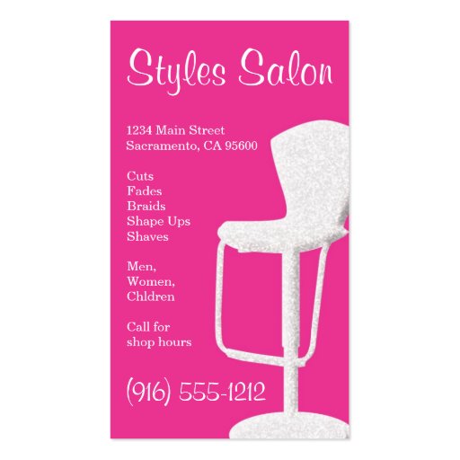 Pink Hair Salon Business Card 1 (back side)