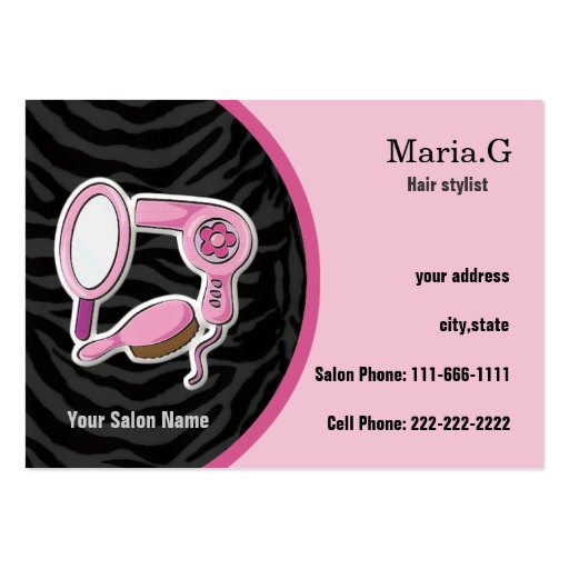 Pink Hair Salon businesscards Business Card Templates (front side)