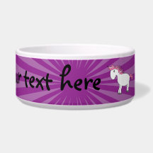 Pink hair white horse with purple sunburst pet bowl