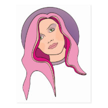 Pink Hair Woman Post Card