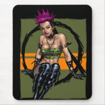 punk, alternative, anarchy, leather, boots, al rio, pink hair, purple hair, piercings, art, illustration, Mouse pad with custom graphic design