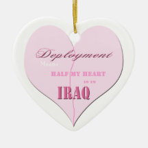 Pink Half Heart Deployment Iraq Ornament