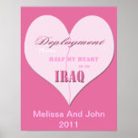 Pink Half Heart Deployment Iraq Poster