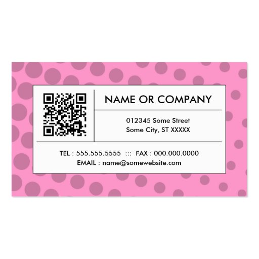 pink halftone QR code Business Cards (front side)