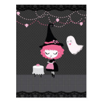 Pink Halloween Card postcards