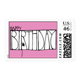 Pink Happy Birthday Stamp stamp