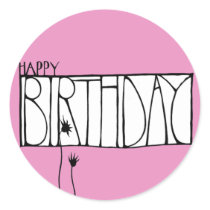 Pink Happy Birthday Sticker