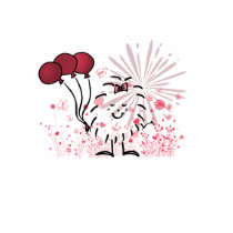 cute, cutie, mascot, hairy, fantasy, flowers, hearts, sun, sunrays, balloons, happy, tshirt, caricatures, Shirt with custom graphic design