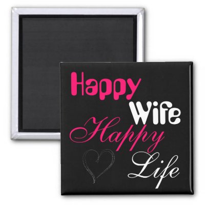 Pink Happy Wife Happy Life Magnet