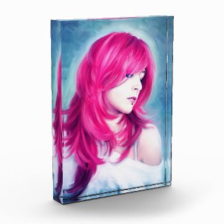 Pink Head sensual lady oil portrait painting Award