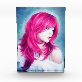 Pink Head sensual lady oil portrait painting Award