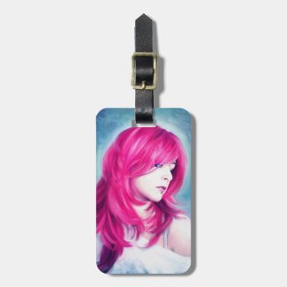 Pink Head sensual lady oil portrait painting Luggage Tags