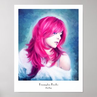Pink Head sensual lady oil portrait painting Print