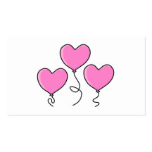 Pink Heart Balloon with Black Outline. Business Cards