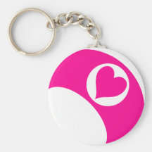 PINK HEART BILLIARDS BALL KEY CHAIN