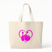 Pink heart bowling tote bags