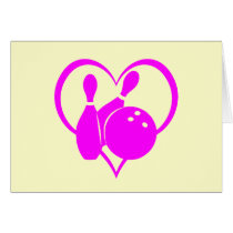 Pink heart bowling card