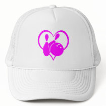 Pink heart bowling mesh hat