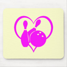 Pink heart bowling mouse pads