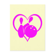 Pink heart bowling post cards