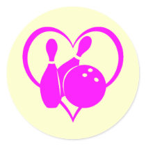 Pink heart bowling sticker