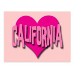 PINK HEART CALIFORNIA POSTCARD