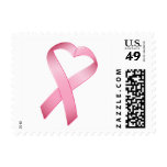 Pink Heart Cancer Ribbon Postage