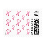 Pink Heart Cancer Ribbon Stamps