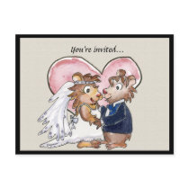 Pink Heart Cute Wedding Save the Date Cards postcards