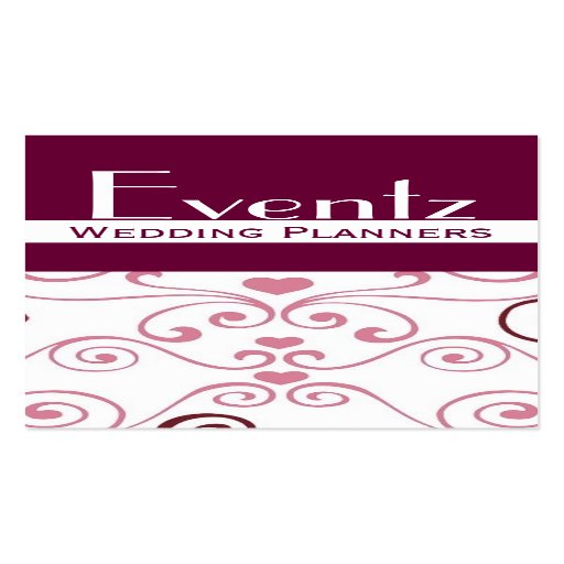 Pink Heart Elegant Wedding Planner Business Card