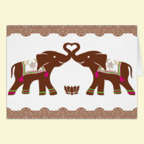 Pink heart elephants Card cards