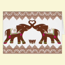 Pink Heart Elephants Card cards
