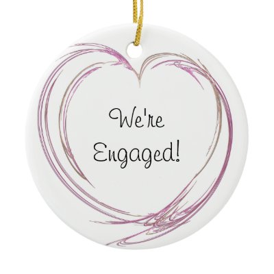 PInk Heart Engagement Announcement Ornament