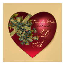 PINK HEART FORGET ME NOT MONOGRAM gold metallic Invitations