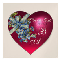 PINK HEART FORGET ME NOT MONOGRAM silver metallic Invitation