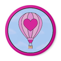 Pink Heart Hot Air Balloon Magnet by mariannegilliand Pink Heart Hot Air Balloon Magnet