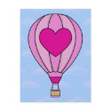Pink Heart Hot Air Balloon Postcard by mariannegilliand Pink Heart Hot Air Balloon Postcard