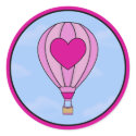 Pink Heart Hot Air Balloon Sticker