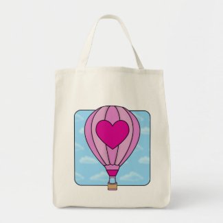 Pink Heart Hot Air Balloon Tote Bag bag