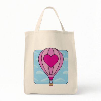 Pink Heart Hot Air Balloon Tote Bag by mariannegilliand