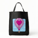 Pink Heart Hot Air Balloon Tote Bag by mariannegilliand Pink Heart Hot Air Balloon Tote Bag