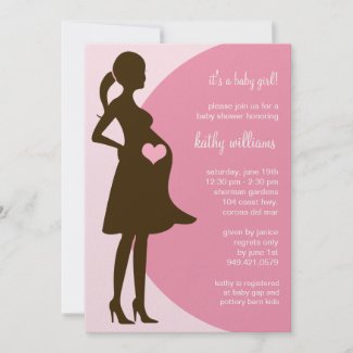 Pink Heart in Tummy Baby Shower Invitation invitation