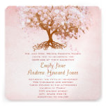 Pink Heart Leaf Tree Wedding Invitations invitations